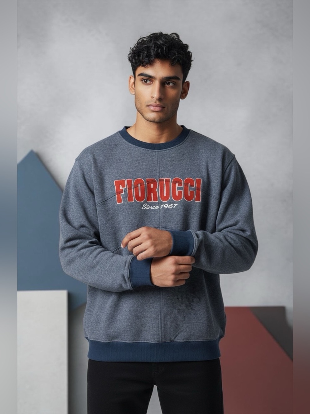 Fiorucci Graphic Logo Crewneck Sweatshirt Italy Blue